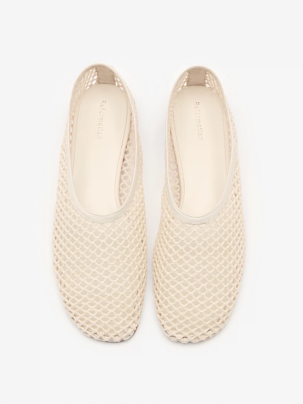 New Reformation Britt Mesh Ballet Flats Ivory Cream Size 9 - Picture 1 of 11